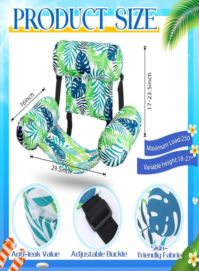 Lunmon 3 Pcs Pool Floats Chairs Adjustable Hammock Water Floating Chair Adult Inflatable Fabric Pool Lounge Chairs Tropical Plants Pattern Summer Swimming Pool Float for Pool - Image 3