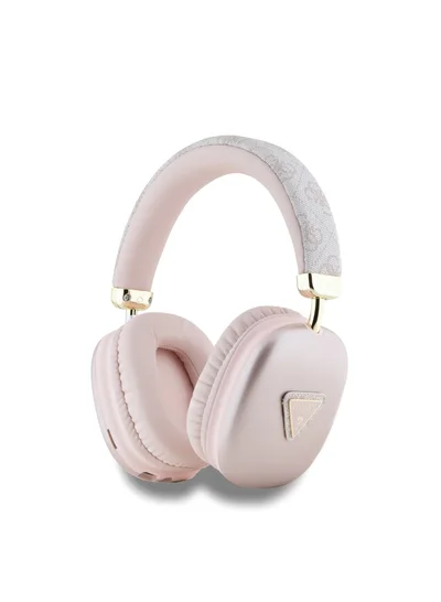 GUESS 4G Bluetooth Headphone with Triangle Logo / Powerful Bass Balanced Treble / High Quality Comfort Cushion / Voice Assistant Hands Free Calling - Pink