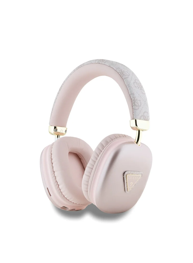 GUESS 4G Bluetooth Headphone with Triangle Logo / Powerful Bass Balanced Treble / High Quality Comfort Cushion / Voice Assistant Hands Free Calling - Pink