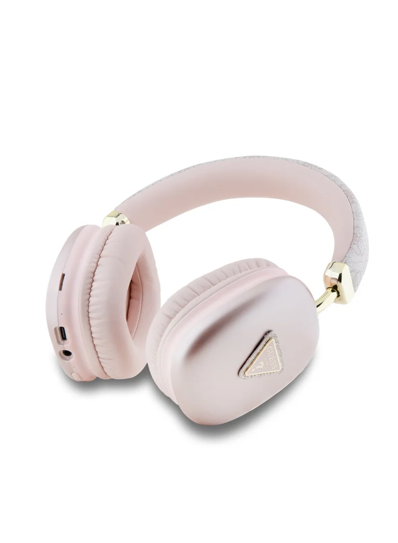 GUESS 4G Bluetooth Headphone with Triangle Logo / Powerful Bass Balanced Treble / High Quality Comfort Cushion / Voice Assistant Hands Free Calling - Pink