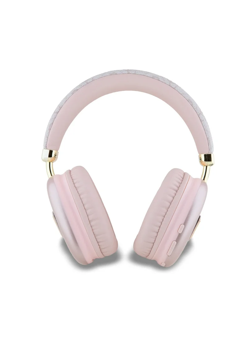 GUESS 4G Bluetooth Headphone with Triangle Logo / Powerful Bass Balanced Treble / High Quality Comfort Cushion / Voice Assistant Hands Free Calling - Pink