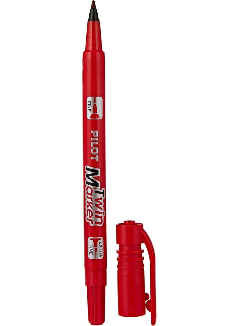 Pilot Twin Permanent Marker Pen, Red - Image 1