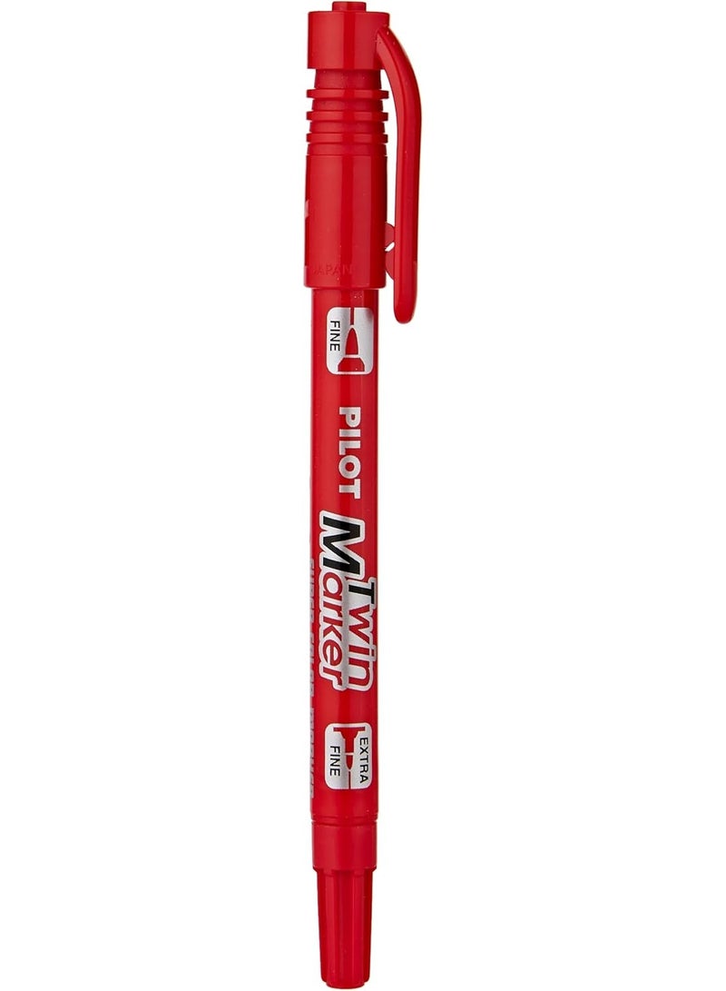Pilot Twin Permanent Marker Pen, Red - Image 4