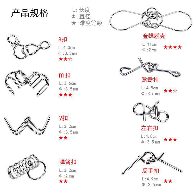 Intelligence Buckle Luban Lock Memory Iron Ring 24-Piece Set Kongming Lock Children Learn Intelligence Development Adult Educational Buckle Toy - Image 4