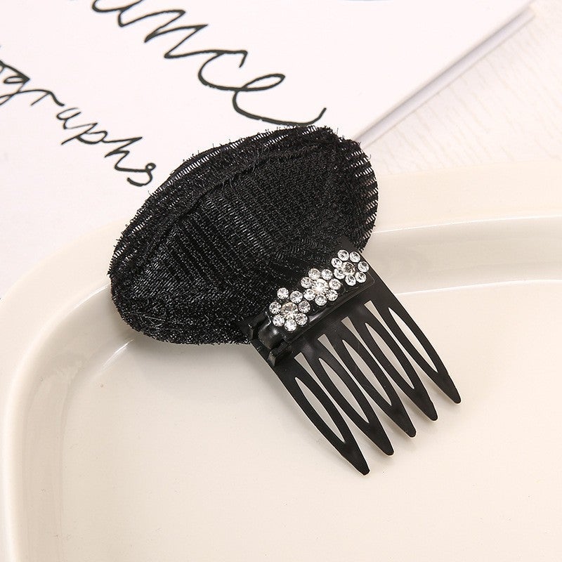 Generic Black Hair Bun Sponge Boost Volumizer Invisible Top Clip White Air-permeable Cushion