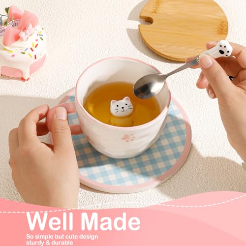 BigNoseDeer Kawaii Cat Mug with 3D Kitty Inside Cute Mugs Ceramic Tea Cup Coffee Mug Gifts for Women Girlfriend Kids White Elephant Gifts (13oz) - Image 2