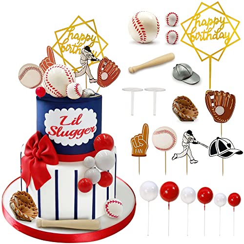 KDPATFAV Baseball Cake Decorations Sports Theme Party Decoration Supplies Baseball Themed Happy Birthday Cake Topper Party Decorations - Image 1