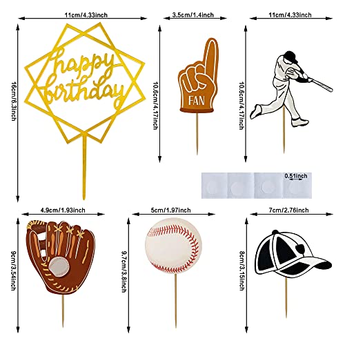 KDPATFAV Baseball Cake Decorations Sports Theme Party Decoration Supplies Baseball Themed Happy Birthday Cake Topper Party Decorations - Image 3