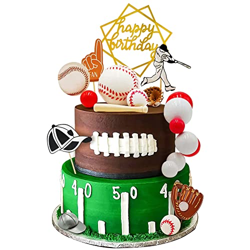 KDPATFAV Baseball Cake Decorations Sports Theme Party Decoration Supplies Baseball Themed Happy Birthday Cake Topper Party Decorations - Image 2