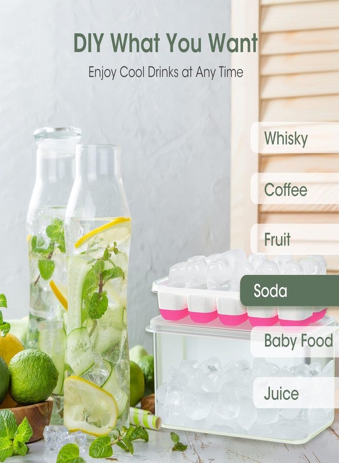DOQAUS Ice Cube Tray with Lid and Bin, 4 Pack Silicone Plastic Ice Cubes Trays for Freezer with Box/Container, Stackable with Storage Iced Bucket Kits, Scoop, for RV, Soup, Food, Cocktail, Coffee - Image 3
