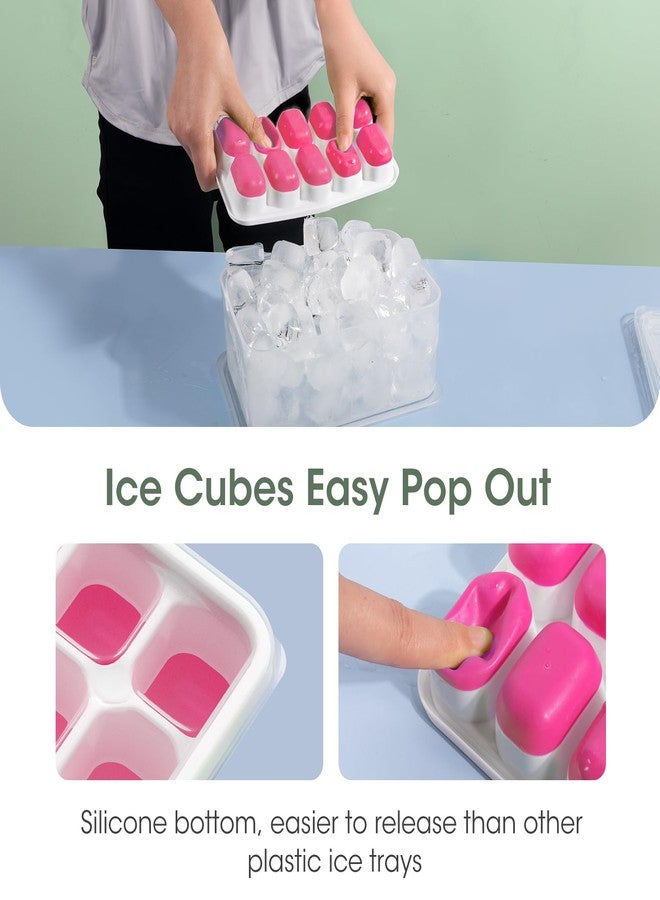 DOQAUS Ice Cube Tray with Lid and Bin, 4 Pack Silicone Plastic Ice Cubes Trays for Freezer with Box/Container, Stackable with Storage Iced Bucket Kits, Scoop, for RV, Soup, Food, Cocktail, Coffee - Image 4