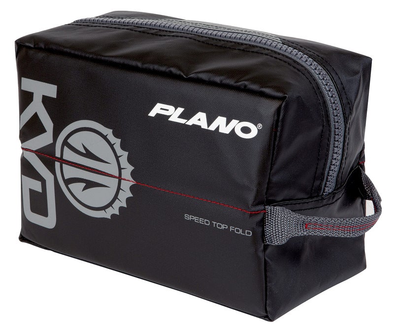 Plano KVD Wormfile Signature Series Speedbag, Small, Black TPE Coated Fabric with Red Interior, Water-Resistant Soft Fishing Storage for Baits & Worms - Image 1
