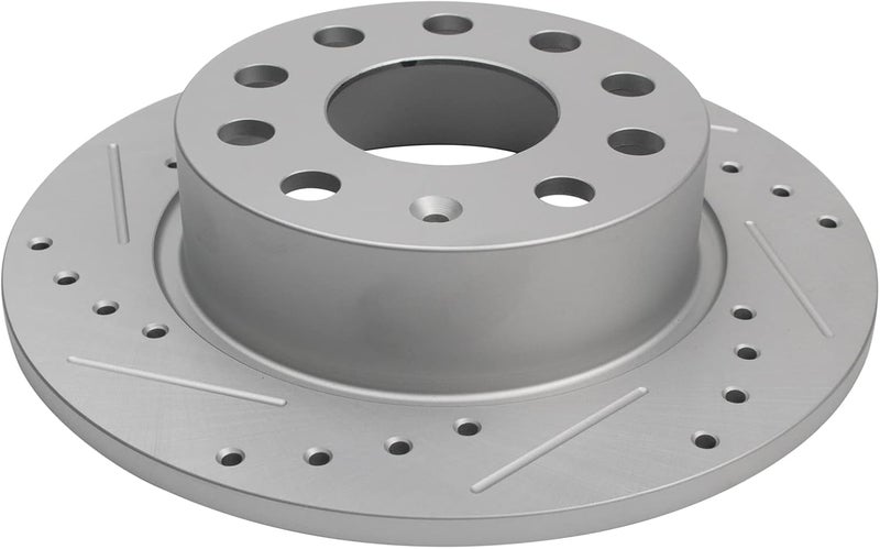 TRQ Performance Rear Drilled Slotted Coated Brake Rotor Set for VW Audi - Image 4