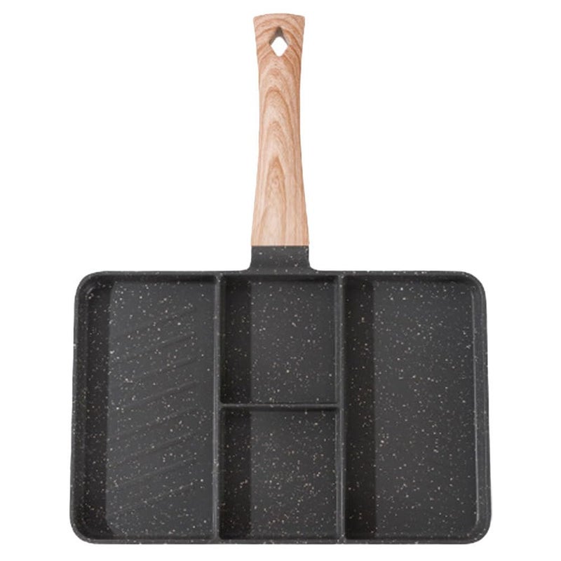 PRETYZOOM Nonstick Divided Grill Pan, 11 Inches 4 Section Breakfast Pan with Divider, 4 in 1 Versatile Griddle Pan for Breakfast - Image 1