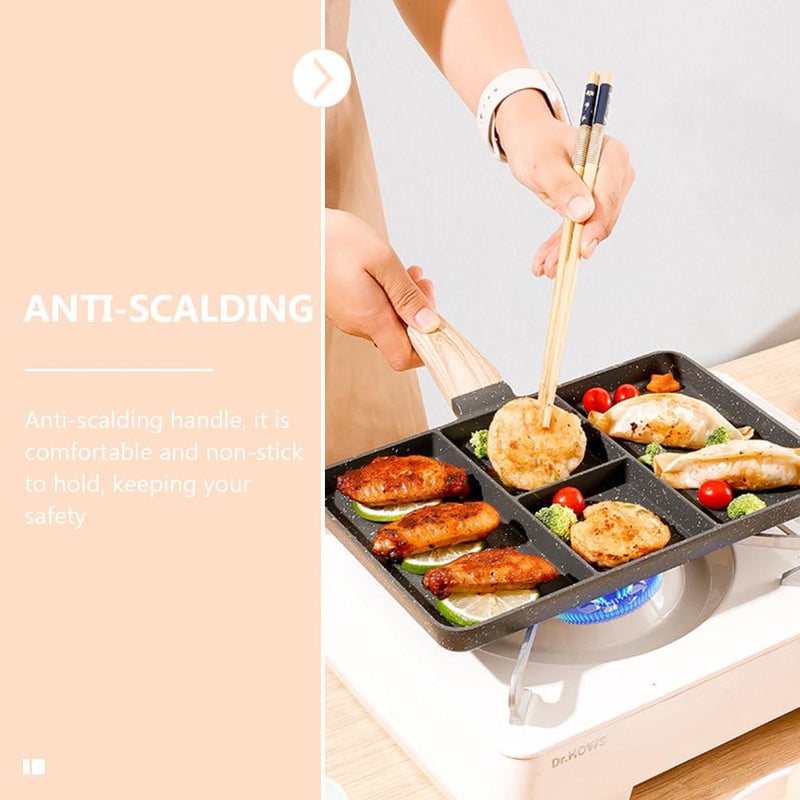 PRETYZOOM Nonstick Divided Grill Pan, 11 Inches 4 Section Breakfast Pan with Divider, 4 in 1 Versatile Griddle Pan for Breakfast - Image 2