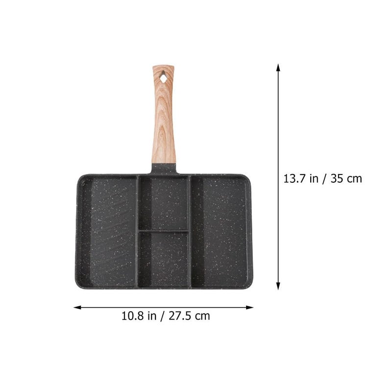 PRETYZOOM Nonstick Divided Grill Pan, 11 Inches 4 Section Breakfast Pan with Divider, 4 in 1 Versatile Griddle Pan for Breakfast - Image 4