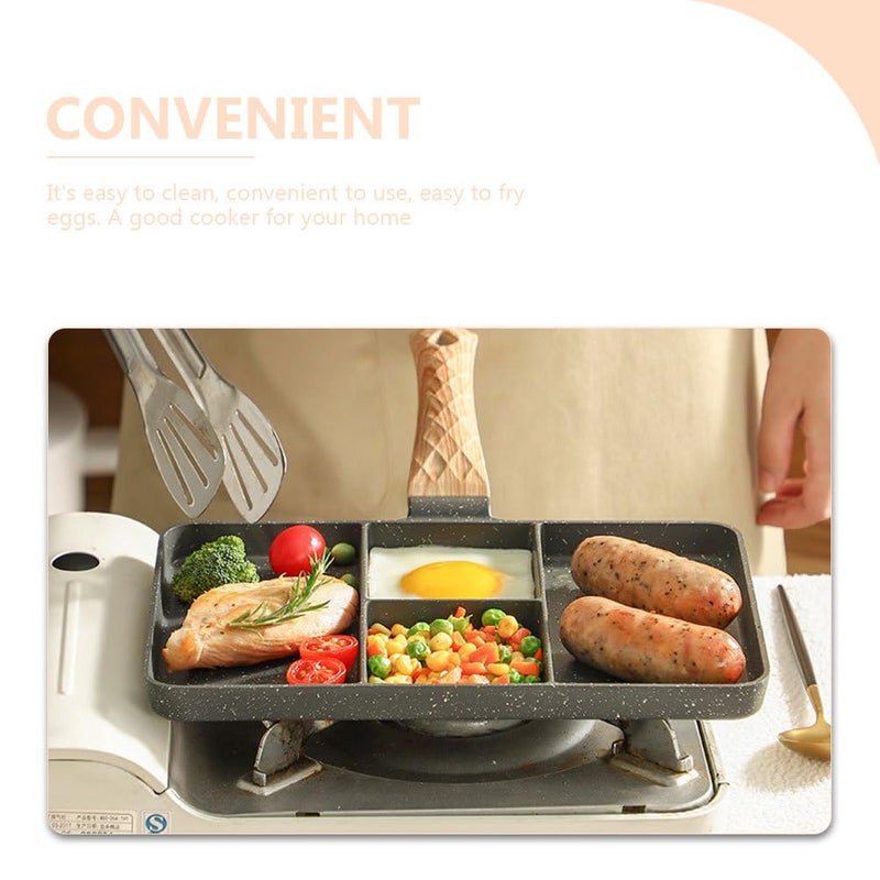 PRETYZOOM Nonstick Divided Grill Pan, 11 Inches 4 Section Breakfast Pan with Divider, 4 in 1 Versatile Griddle Pan for Breakfast - Image 3