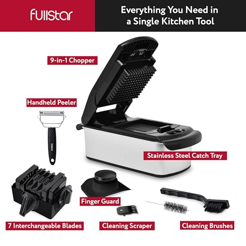 Fullstar فولستار الشيف المحترف الأصلي - قاطع الخضار ومقشر، قاطع الطعام مع حاوية، قاطع الفواكه، أدوات ومستلزمات المطبخ، أساسيات المنزل (9 في 1، فضي) - Image 3