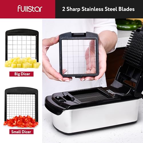Fullstar فولستار الشيف المحترف الأصلي - قاطع الخضار ومقشر، قاطع الطعام مع حاوية، قاطع الفواكه، أدوات ومستلزمات المطبخ، أساسيات المنزل (9 في 1، فضي) - Image 4