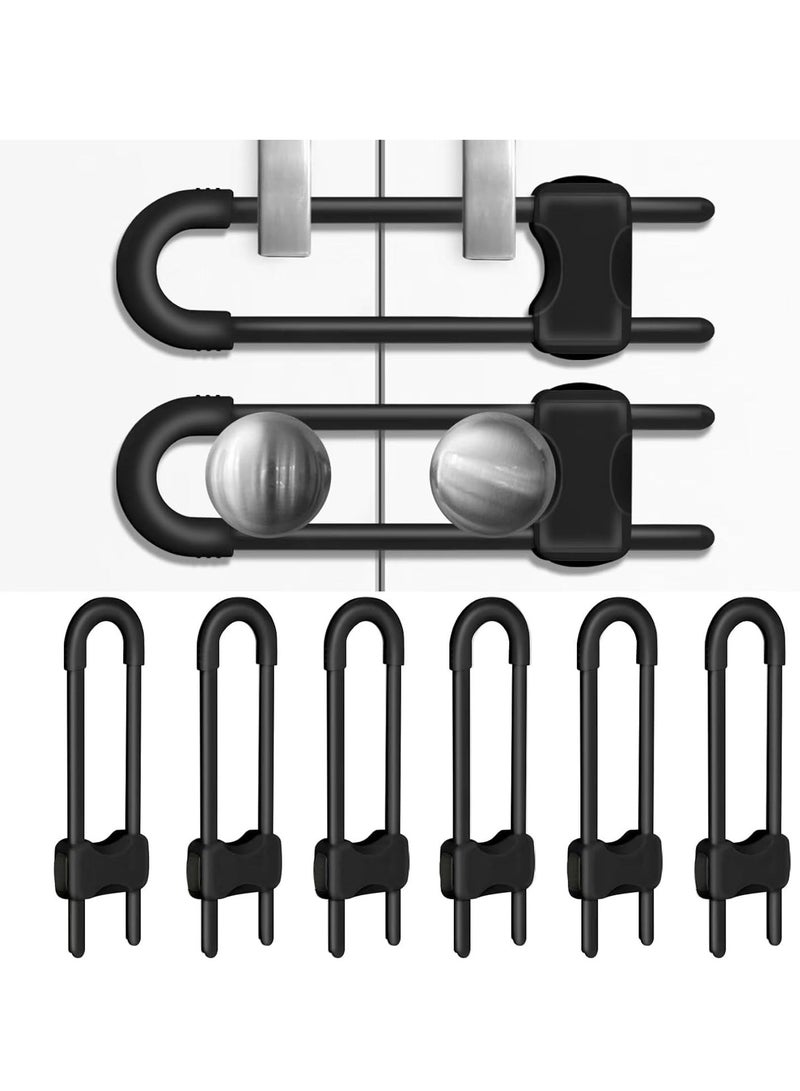 TRASSLE 6 Pieces Cabinet Locks for Babies, U-Shaped Proofing Drawers Safety Child Locks Adjustable, Easy to Use Childproof Latch for Knob Handle on Kitchen Door Storage Cupboard Closet - Image 1