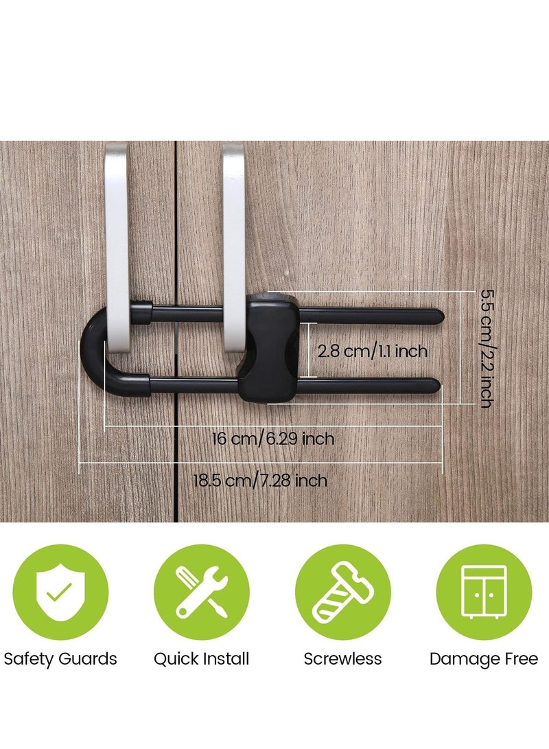 TRASSLE 6 Pieces Cabinet Locks for Babies, U-Shaped Proofing Drawers Safety Child Locks Adjustable, Easy to Use Childproof Latch for Knob Handle on Kitchen Door Storage Cupboard Closet - Image 2