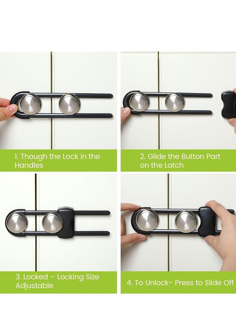 TRASSLE 6 Pieces Cabinet Locks for Babies, U-Shaped Proofing Drawers Safety Child Locks Adjustable, Easy to Use Childproof Latch for Knob Handle on Kitchen Door Storage Cupboard Closet - Image 4