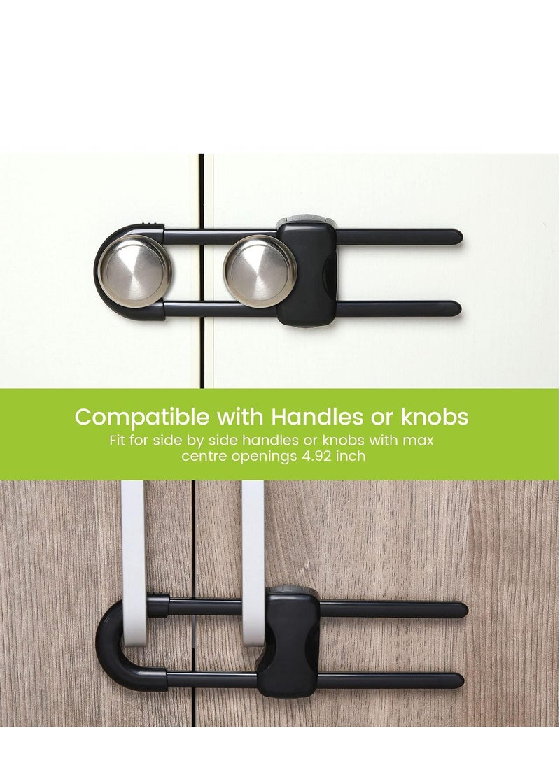 TRASSLE 6 Pieces Cabinet Locks for Babies, U-Shaped Proofing Drawers Safety Child Locks Adjustable, Easy to Use Childproof Latch for Knob Handle on Kitchen Door Storage Cupboard Closet - Image 3