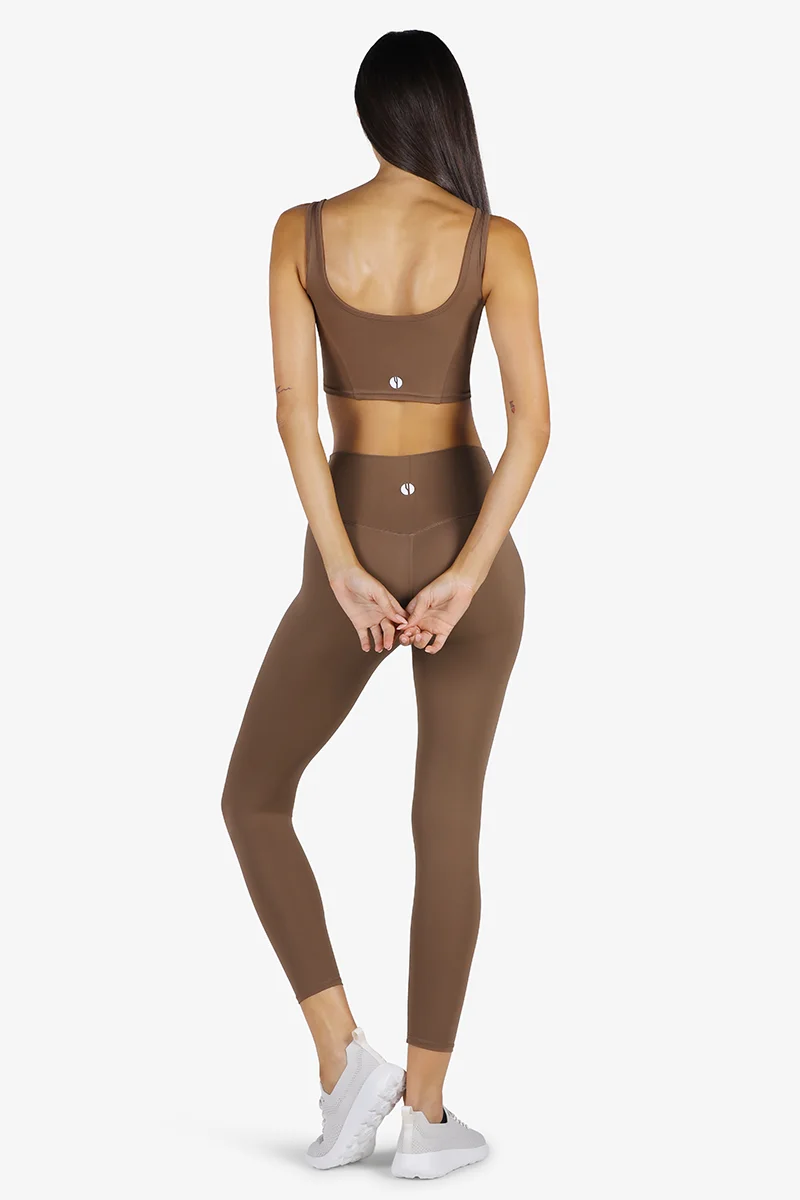 YesEco YesEco Women’s Brown Sports Bra – U-Back High-Support Padded Activewear for Yoga, Fitness & Gym | Sustainable Fabric: 75% Recycled Nylon, 25% Spandex | Eco-Friendly | Bra Only