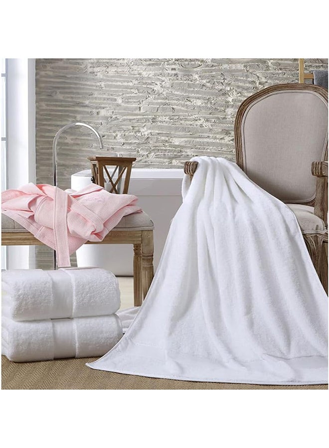 SKY-TOUCH Bath Towel 100% Cotton 2pcs, Premium Hotel Qualit y Large Bath Towel 70x140 cm, Premium Bath Sheet Soft & Highly Absorbent for Home Bathroom Hotel (White) - Image 2