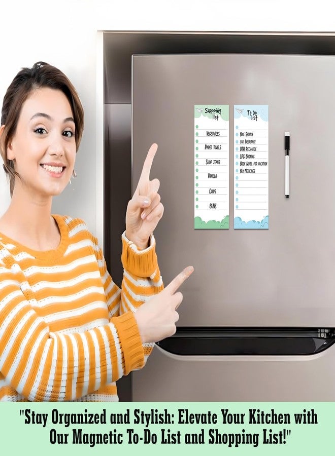 Rousrie Plastic Magnetic Shopping List Board with to Do List, Dry Erase Marker, Rewritable Fridge Magnet - Image 2
