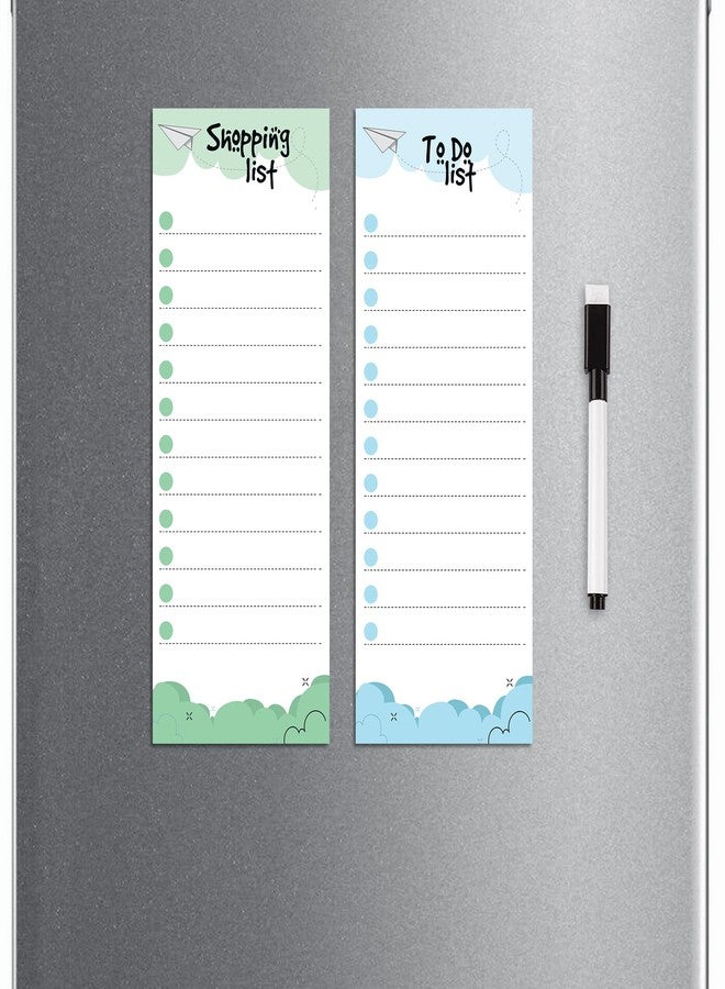 Rousrie Plastic Magnetic Shopping List Board with to Do List, Dry Erase Marker, Rewritable Fridge Magnet - Image 1