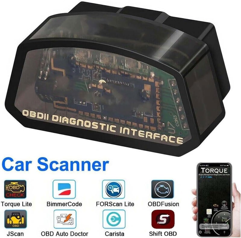 كاست ويف ماسح OBD2 بلوتوث 4.0 (BLE) لنظامي iOS iPhone وAndroid، قارئ OBDII للسيارات لمسح رموز الخطأ، أداة تشخيص سيارات آلية للمركبات المودعة عام 1996 وما بعده، محول ELM327 متوافق. - Image 2