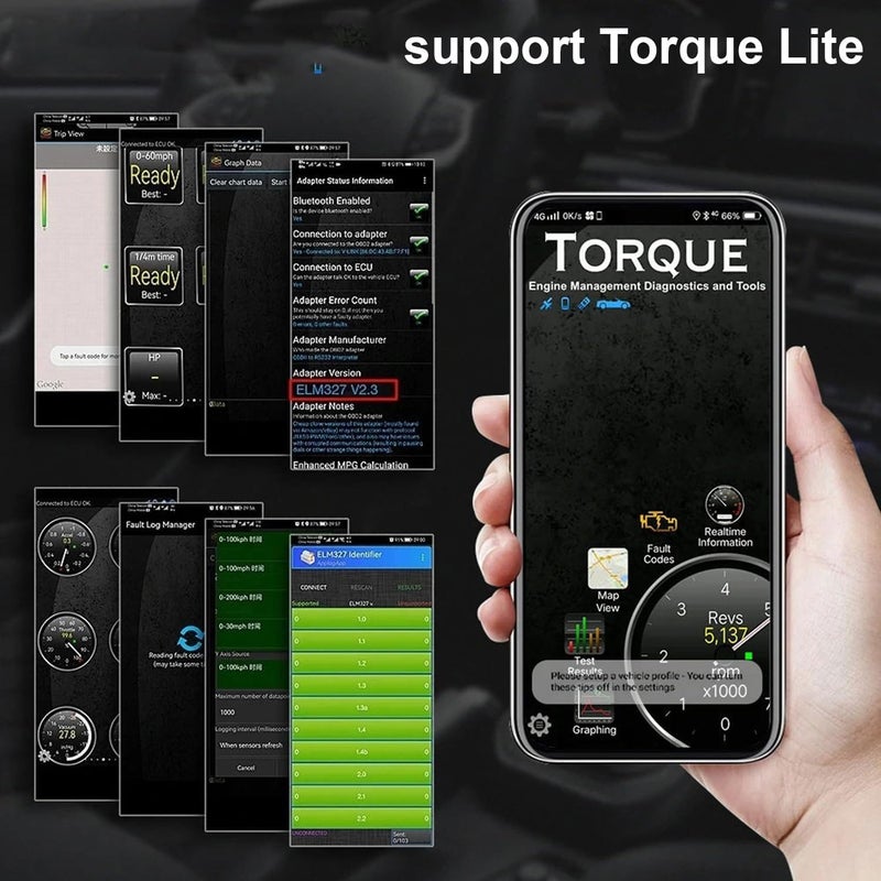 كاست ويف ماسح OBD2 بلوتوث 4.0 (BLE) لنظامي iOS iPhone وAndroid، قارئ OBDII للسيارات لمسح رموز الخطأ، أداة تشخيص سيارات آلية للمركبات المودعة عام 1996 وما بعده، محول ELM327 متوافق. - Image 4