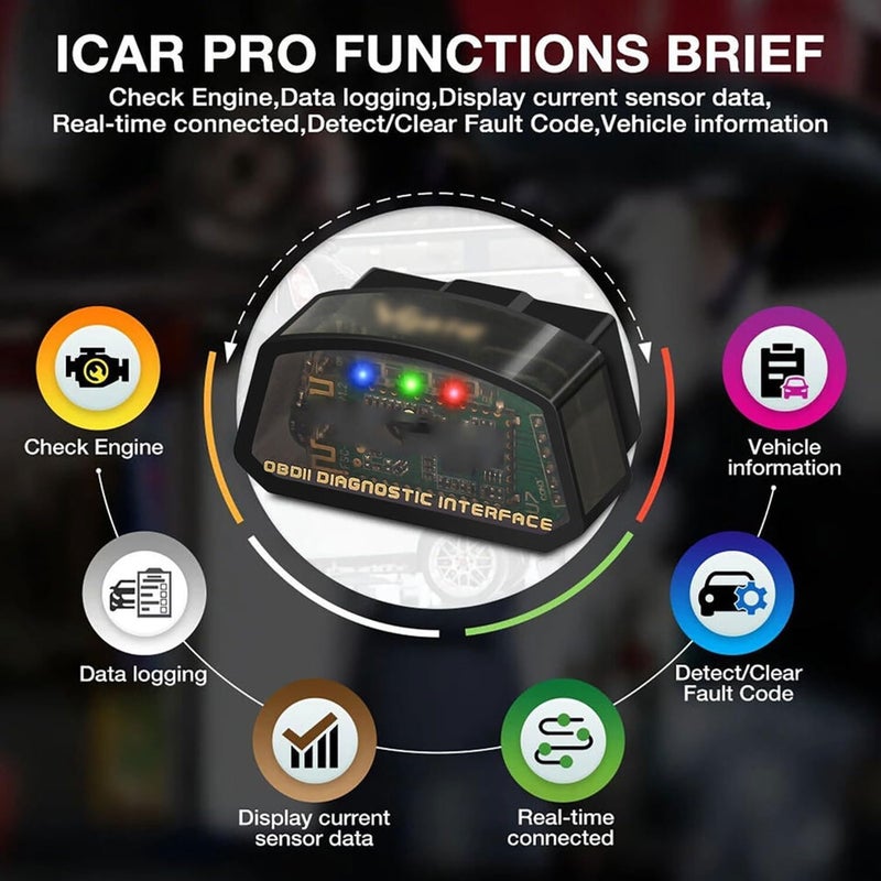 كاست ويف ماسح OBD2 بلوتوث 4.0 (BLE) لنظامي iOS iPhone وAndroid، قارئ OBDII للسيارات لمسح رموز الخطأ، أداة تشخيص سيارات آلية للمركبات المودعة عام 1996 وما بعده، محول ELM327 متوافق. - Image 3
