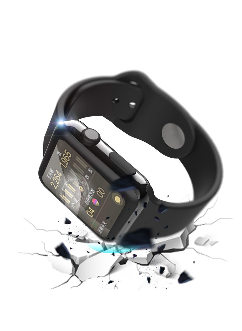 GREEN LION Apple Watch 45mm Screen Protector / 3D HD Glass / Anti-Shock / Covers Edge To Edge / Scratch Resistance / Anti Fingerprint / 9H HD Screen / Durable - Black Edge/Clear  - Image 2