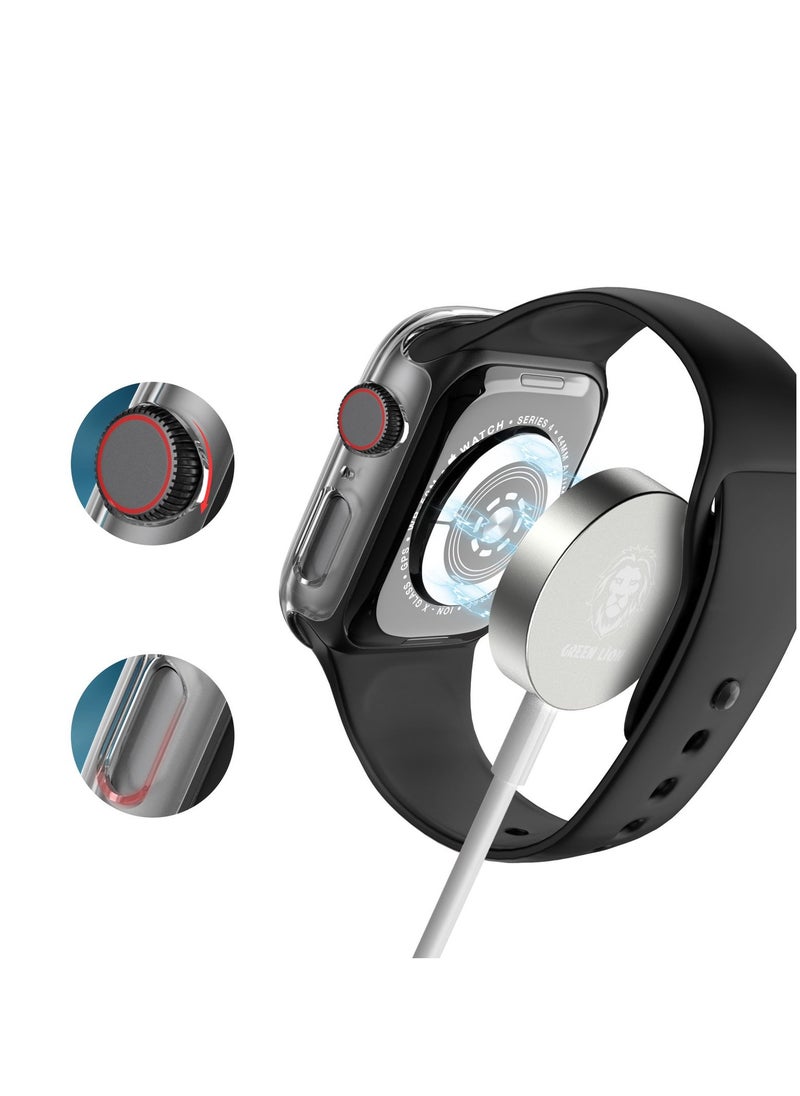 GREEN LION Apple Watch 45mm Screen Protector / 3D HD Glass / Anti-Shock / Covers Edge To Edge / Scratch Resistance / Anti Fingerprint / 9H HD Screen / Durable - Black Edge/Clear  - Image 3