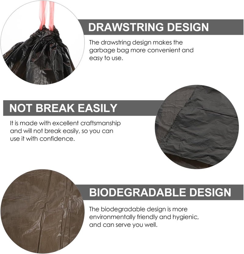 SHOWERORO 75pcs Heavy Duty Drawstring Trash Bags Biodegradable Garbage Liners Large Capacity Leak-resistant Rubbish Pouch for Kitchen Home Office Use - Image 3