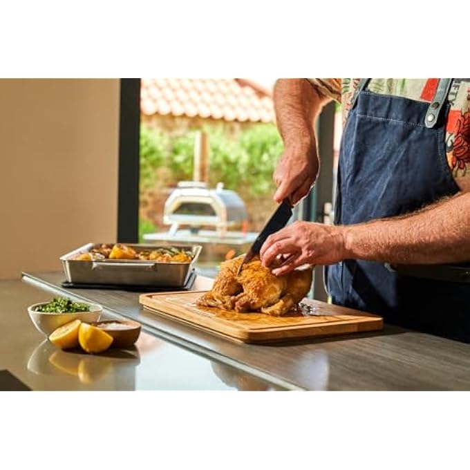 أوني صينية تحميص متوسطة الحجم 15 × 10، غير لاصقة، مصنوعة من الفولاذ المقاوم للصدأ، مع رف ولوح خشبي لتقطيع اللحوم، وعاء تحميص آمن للاستخدام في الفرن - Image 4