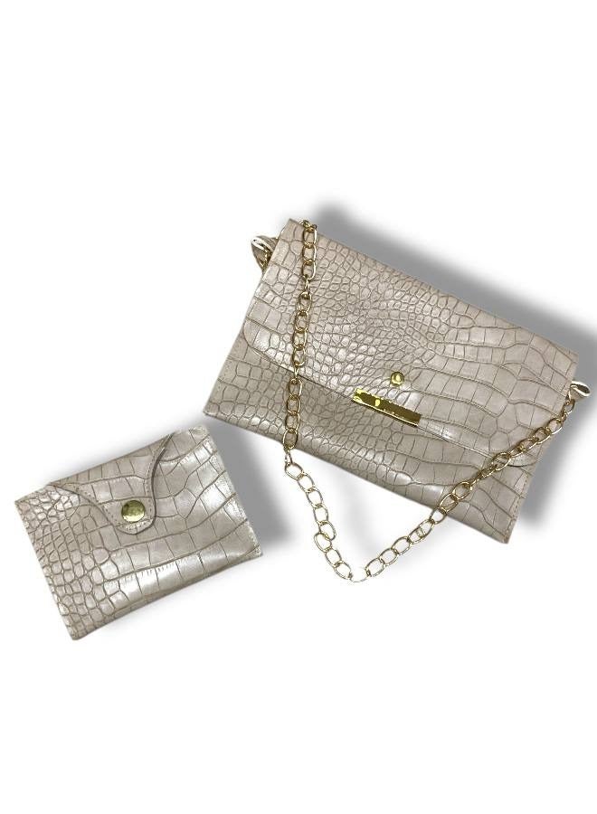 Creamy Luxurious Handbag Set with Elegant Textured Design - Image 3