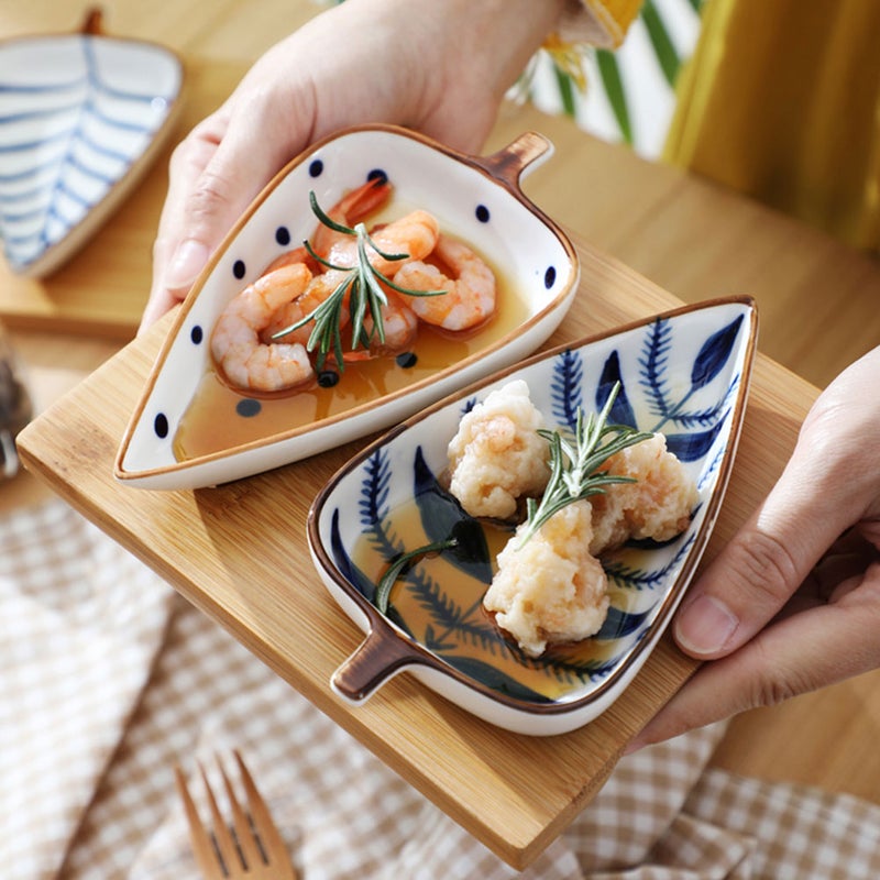2 pcs Underglaze Colour Ceramic Sauce Dish Appetizer Plates Dessert Plate Food Dipping Bowls (Branching Fibres) - Image 5