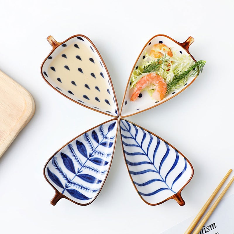 2 pcs Underglaze Colour Ceramic Sauce Dish Appetizer Plates Dessert Plate Food Dipping Bowls (Branching Fibres) - Image 4