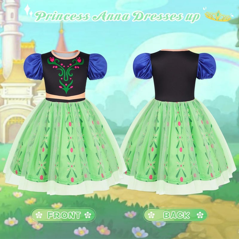 Benylion Princess Dress Girls Princess Christmas Birthday Gift for Kids Halloween Carnival Party Cosplay Outfits Snow Queen Coronation Dress Size 9-10 Years,Green - Image 3