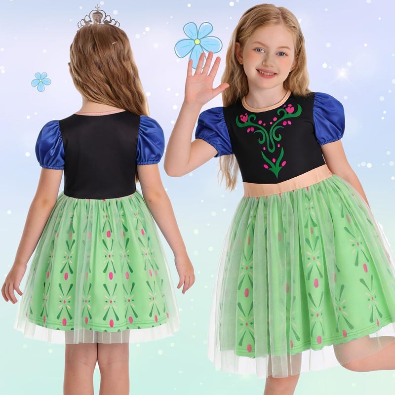 Benylion Princess Dress Girls Princess Christmas Birthday Gift for Kids Halloween Carnival Party Cosplay Outfits Snow Queen Coronation Dress Size 9-10 Years,Green - Image 2