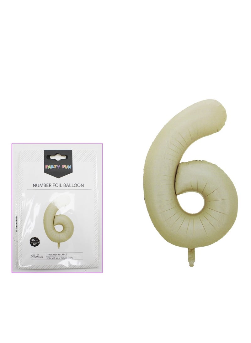 بارتي فن بالون رقم رقائق معدنية 16 "رقم 6 لون الشوفان - Image 2