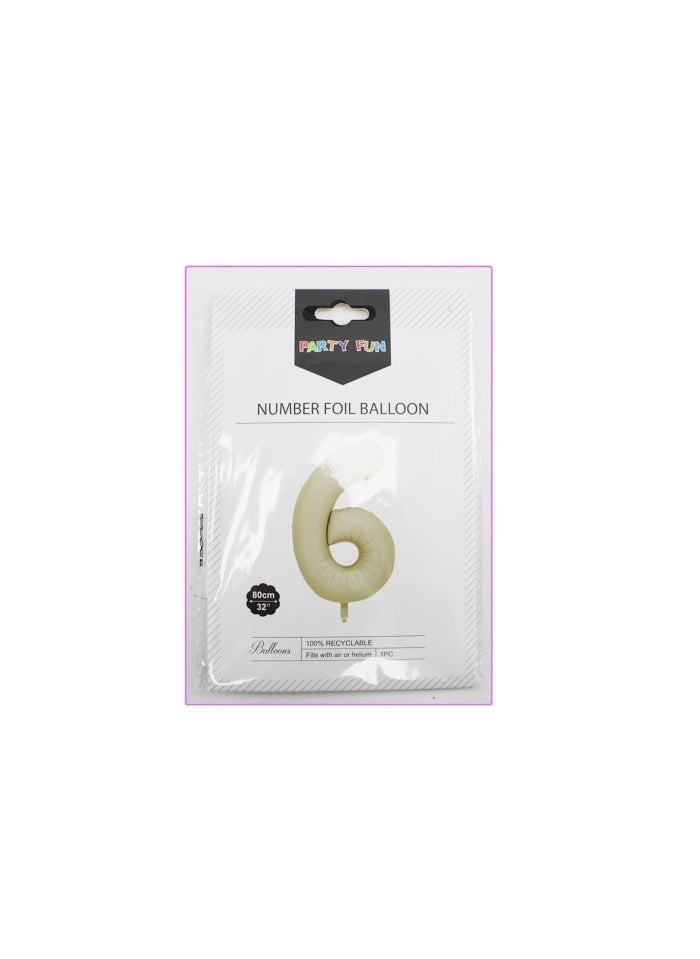 بارتي فن بالون رقم رقائق معدنية 16 "رقم 6 لون الشوفان - Image 3