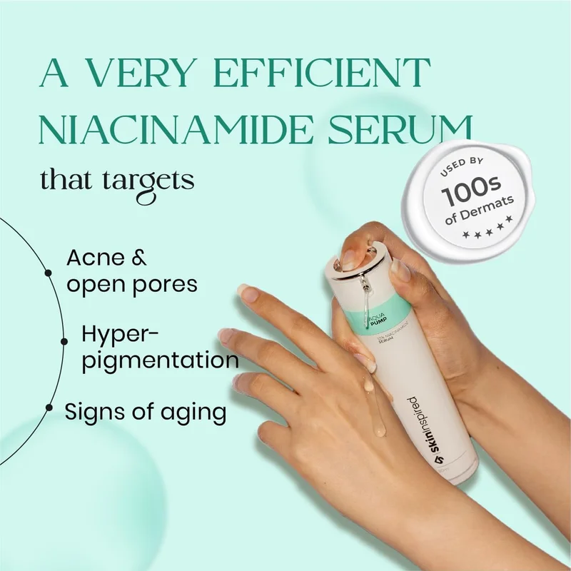 Skininspired SkinInspired Aqua Pump 10% Niacinamide Face Serum For Fine Lines, Wrinkles, Clogged Pores, Uneven Skin Texture For Women & Men | For All Skin Types | 30 ML