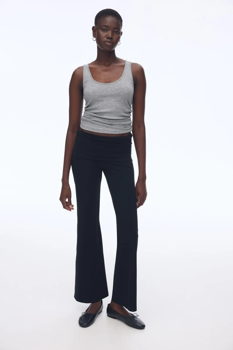 H&M Foldover-waist cotton trousers