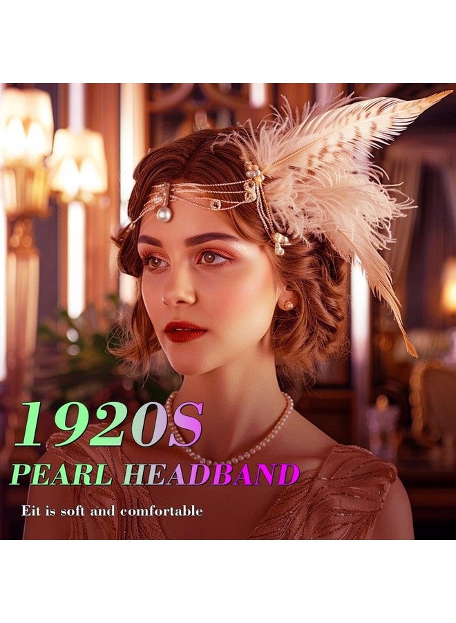 GENBREE 1920S Flapper Headband Peacock Feather Headpiece Black Feather Headband Cocktail Head Accessories For Women  - Image 3