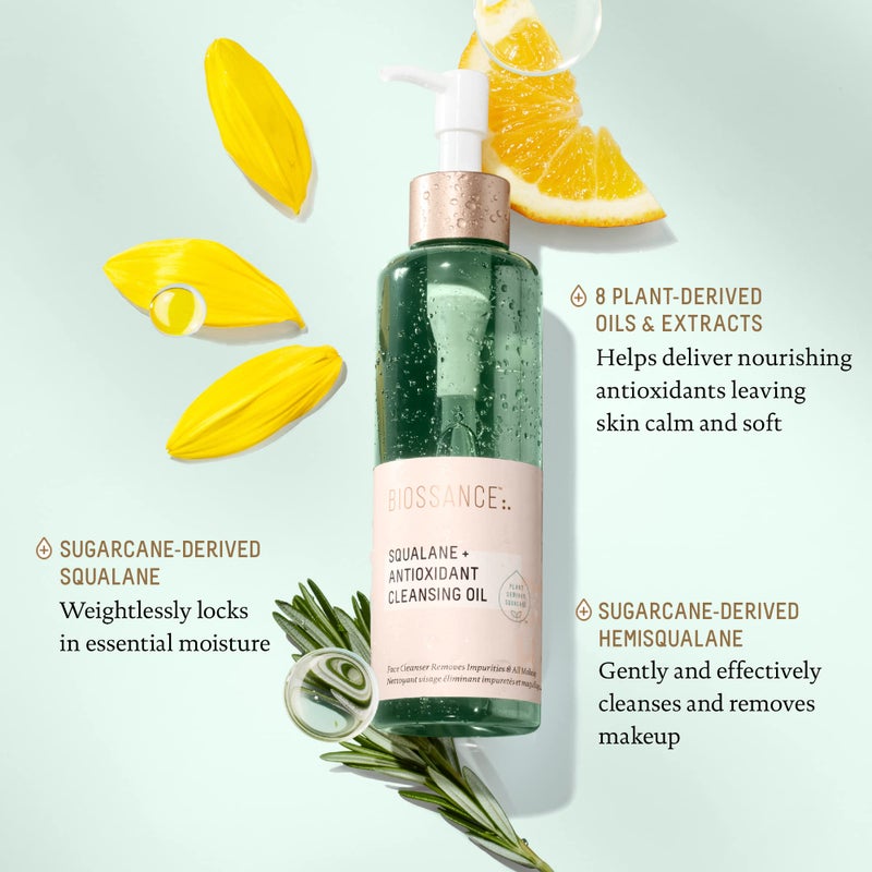 Biossance Squalane + Antioxidant Cleansing Oil. Lightweight Facial Oil Cleans Deep into Pores, Removes Makeup and Hydrates Skin. For all Skin Types (6.7 ounces) - Image 3