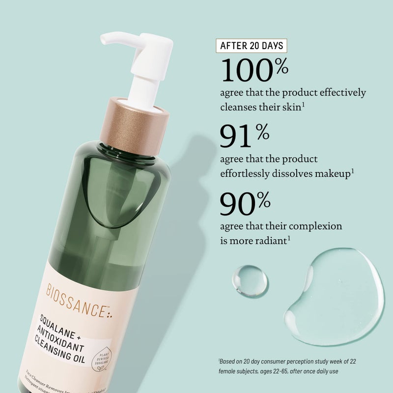Biossance Squalane + Antioxidant Cleansing Oil. Lightweight Facial Oil Cleans Deep into Pores, Removes Makeup and Hydrates Skin. For all Skin Types (6.7 ounces) - Image 2